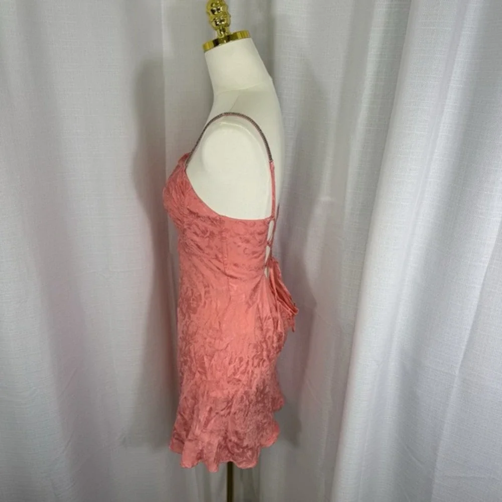 NEW For Love and Lemons Gabrielle Mini Slip Dress Pink Floral‎ Satin Medium Y2K - Picture 5 of 16